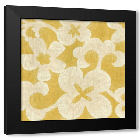 Suzani Silhouette in Yellow II Black Modern Wood Framed Art Print by Zarris, Chariklia