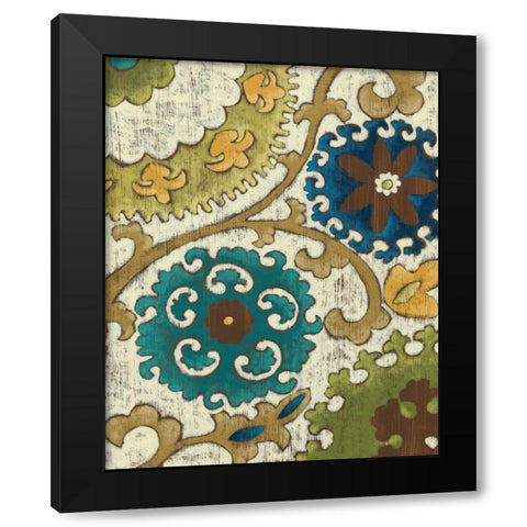 Suzani Song VI Black Modern Wood Framed Art Print with Double Matting by Zarris, Chariklia
