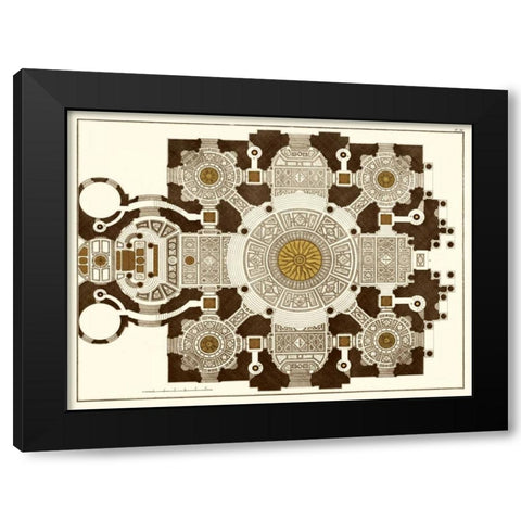 French Marquetry III Black Modern Wood Framed Art Print with Double Matting by Vision Studio
