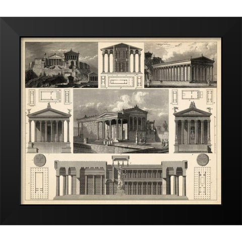 Antique City Plan I Black Modern Wood Framed Art Print by Vision Studio