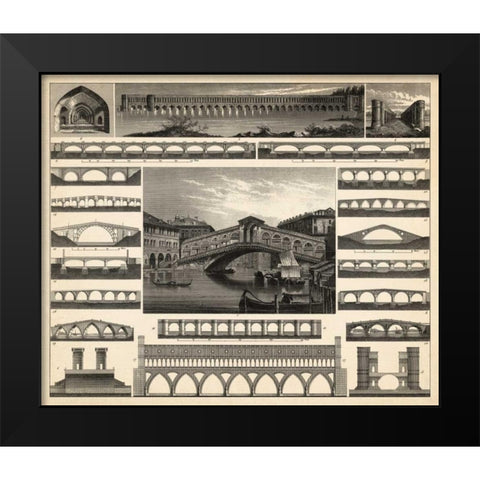 Antique City Plan II Black Modern Wood Framed Art Print by Vision Studio