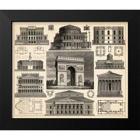 Antique City Plan IV Black Modern Wood Framed Art Print by Vision Studio