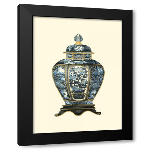 Blue Porcelain Vase I Black Modern Wood Framed Art Print with Double Matting by Vision Studio