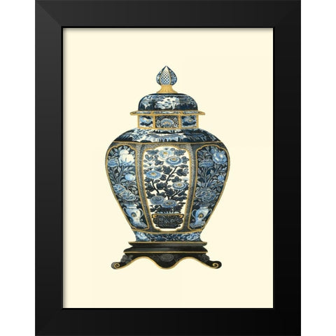 Blue Porcelain Vase I Black Modern Wood Framed Art Print by Vision Studio