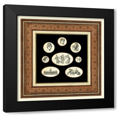 Classic Cameos I Black Modern Wood Framed Art Print with Double Matting by Vision Studio