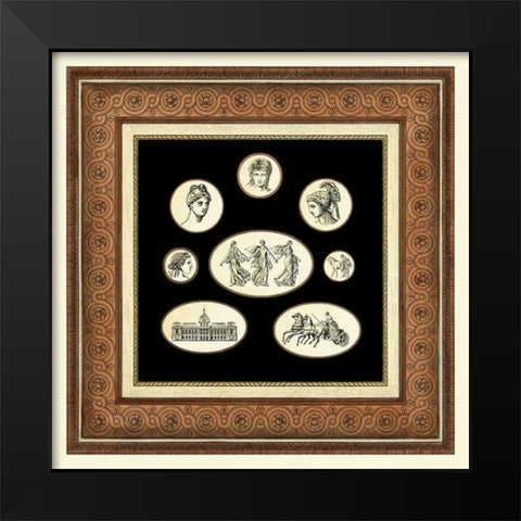 Classic Cameos I Black Modern Wood Framed Art Print by Vision Studio