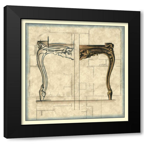 Furniture Sketch I Black Modern Wood Framed Art Print by Vision Studio