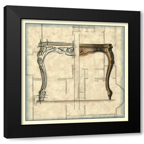 Furniture Sketch II Black Modern Wood Framed Art Print by Vision Studio