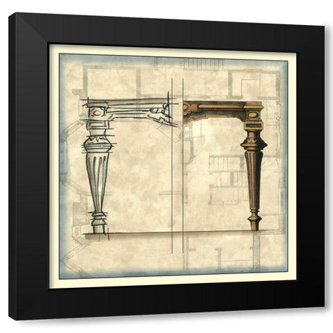 Furniture Sketch III Black Modern Wood Framed Art Print with Double Matting by Vision Studio