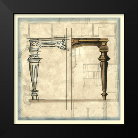 Furniture Sketch III Black Modern Wood Framed Art Print by Vision Studio