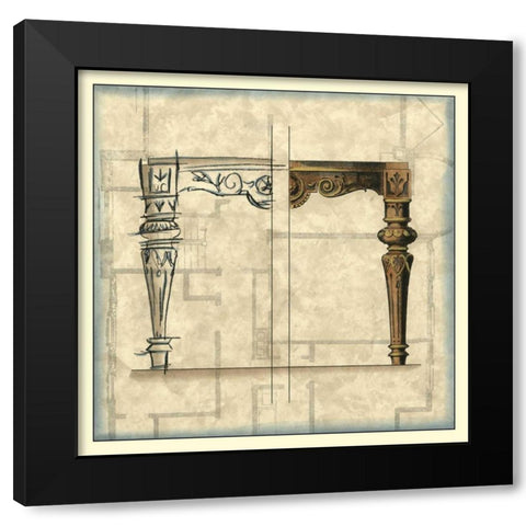 Furniture Sketch IV Black Modern Wood Framed Art Print with Double Matting by Vision Studio