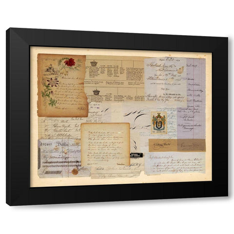 Antique Collage I Black Modern Wood Framed Art Print with Double Matting by Vision Studio
