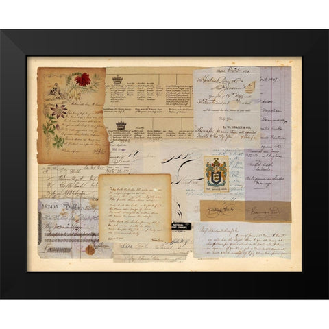 Antique Collage I Black Modern Wood Framed Art Print by Vision Studio