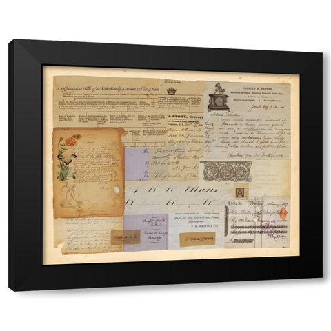 Antique Collage II Black Modern Wood Framed Art Print with Double Matting by Vision Studio