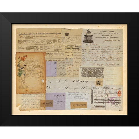 Antique Collage II Black Modern Wood Framed Art Print by Vision Studio
