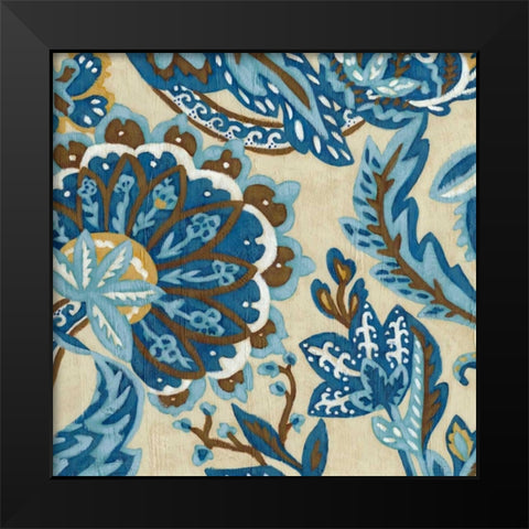 Indigo Tapestry I Black Modern Wood Framed Art Print by Zarris, Chariklia