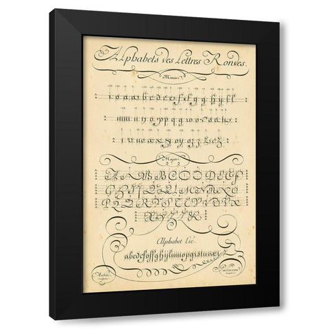Alphabet Sampler I Black Modern Wood Framed Art Print by Diderot, Denis