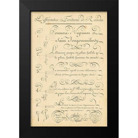Alphabet Sampler III Black Modern Wood Framed Art Print by Diderot, Denis