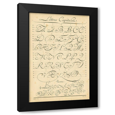 Alphabet Sampler IV Black Modern Wood Framed Art Print by Diderot, Denis