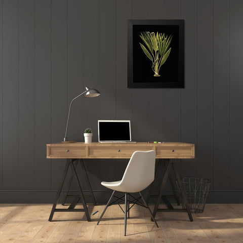 Green Leaves on Black V Black Modern Wood Framed Art Print by Vision Studio