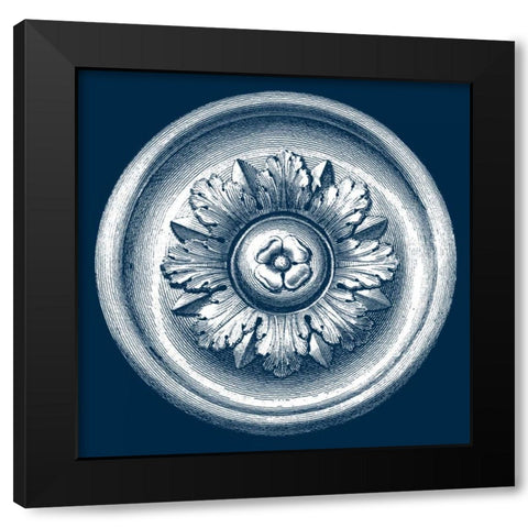Classic Medallion on Navy I Black Modern Wood Framed Art Print with Double Matting by Vision Studio