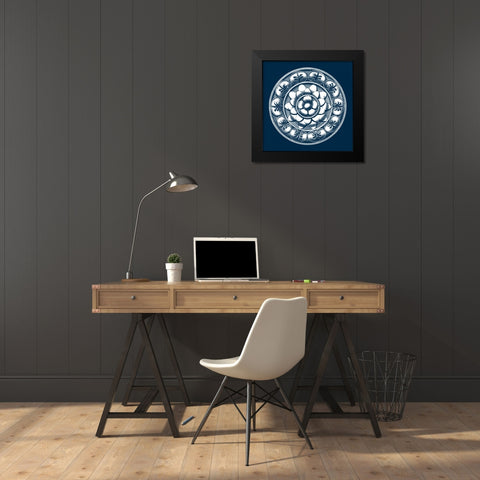 Classic Medallion on Navy II Black Modern Wood Framed Art Print by Vision Studio
