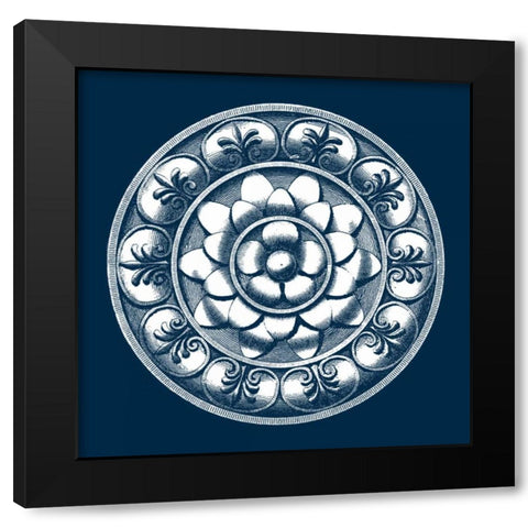 Classic Medallion on Navy II Black Modern Wood Framed Art Print with Double Matting by Vision Studio