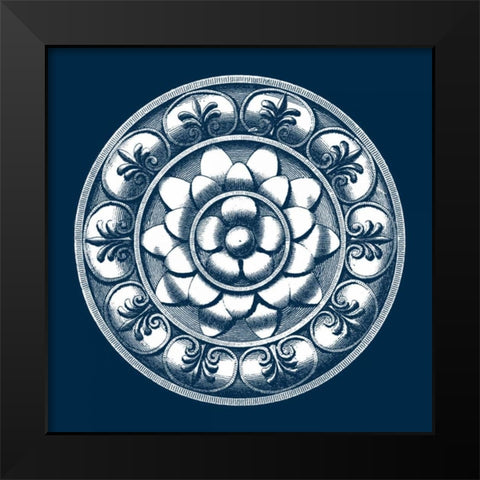 Classic Medallion on Navy II Black Modern Wood Framed Art Print by Vision Studio