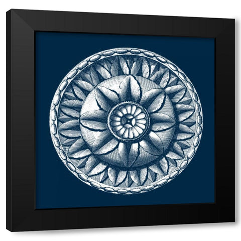 Classic Medallion on Navy III Black Modern Wood Framed Art Print with Double Matting by Vision Studio