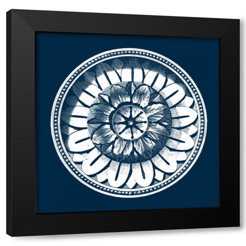 Classic Medallion on Navy IV Black Modern Wood Framed Art Print by Vision Studio