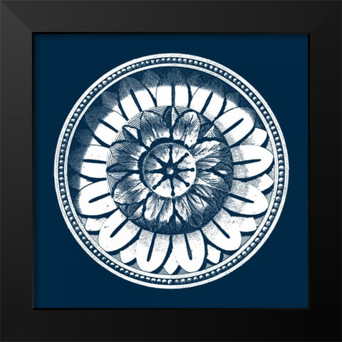 Classic Medallion on Navy IV Black Modern Wood Framed Art Print by Vision Studio