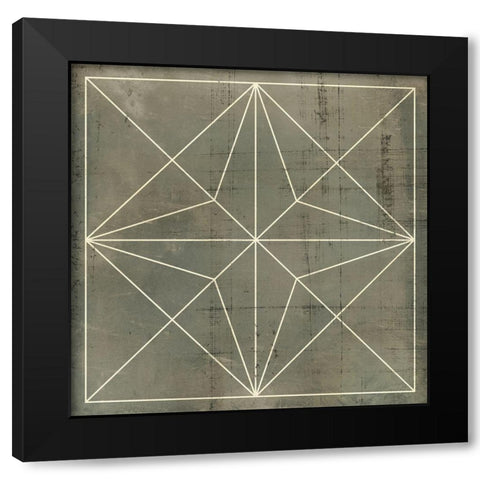 Geometric Blueprint I Black Modern Wood Framed Art Print with Double Matting by Vision Studio