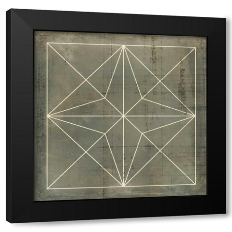 Geometric Blueprint I Black Modern Wood Framed Art Print with Double Matting by Vision Studio