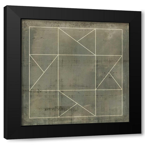 Geometric Blueprint II Black Modern Wood Framed Art Print with Double Matting by Vision Studio