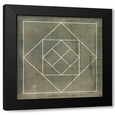 Geometric Blueprint V Black Modern Wood Framed Art Print with Double Matting by Vision Studio
