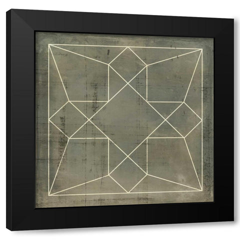 Geometric Blueprint IX Black Modern Wood Framed Art Print with Double Matting by Vision Studio