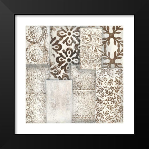 Neutral Patterned Patchwork I Black Modern Wood Framed Art Print by Goldberger, Jennifer