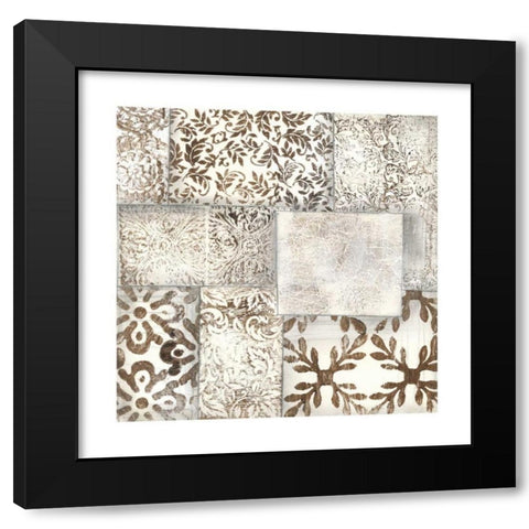 Neutral Patterned Patchwork II Black Modern Wood Framed Art Print by Goldberger, Jennifer