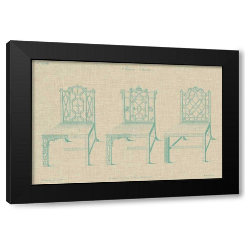 Chinese Chippendale Chairs II Black Modern Wood Framed Art Print by Vision Studio