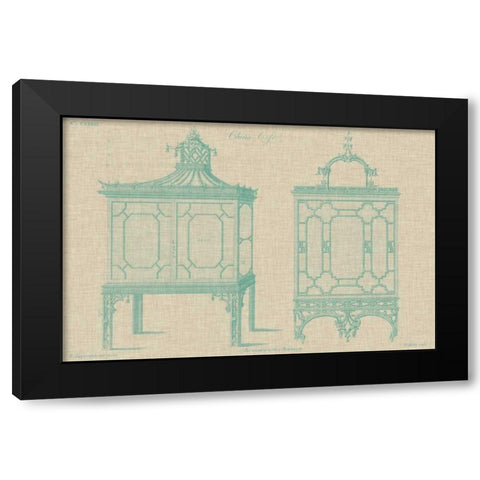 Chinese Chippendale Cabinet I Black Modern Wood Framed Art Print with Double Matting by Vision Studio
