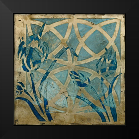 Stained Glass Indigo III Black Modern Wood Framed Art Print by Meagher, Megan