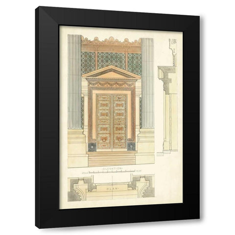 Architects Plan II Black Modern Wood Framed Art Print with Double Matting by Vision Studio