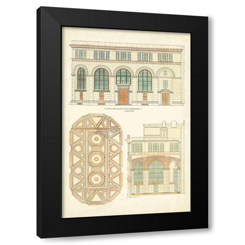 Architects Plan III Black Modern Wood Framed Art Print with Double Matting by Vision Studio
