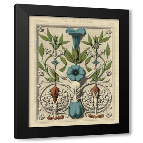 Decorative Flourish I Black Modern Wood Framed Art Print with Double Matting by Vision Studio