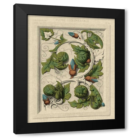 Decorative Flourish II Black Modern Wood Framed Art Print with Double Matting by Vision Studio