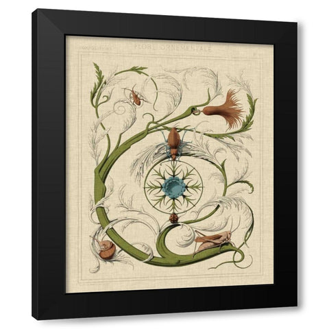 Decorative Flourish III Black Modern Wood Framed Art Print with Double Matting by Vision Studio