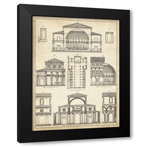 Vintage Architects Plan I Black Modern Wood Framed Art Print with Double Matting by Vision Studio