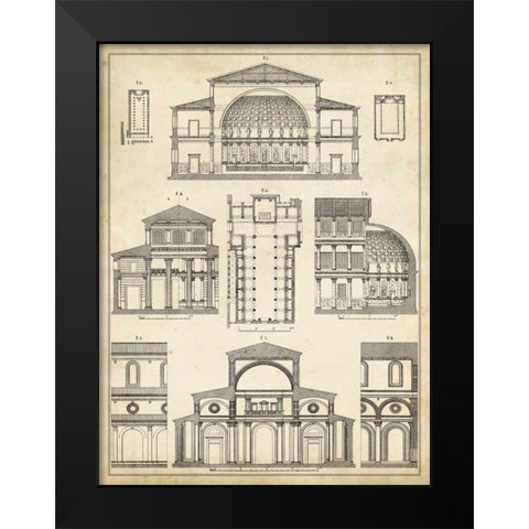 Vintage Architects Plan I Black Modern Wood Framed Art Print by Vision Studio