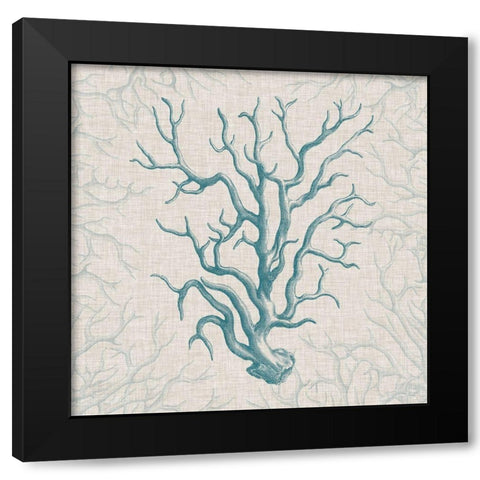 Coral Motif II Black Modern Wood Framed Art Print with Double Matting by Vision Studio