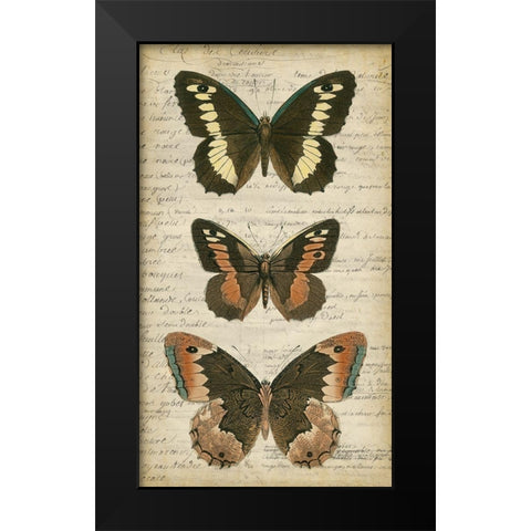 Butterfly Script I Black Modern Wood Framed Art Print by Vision Studio